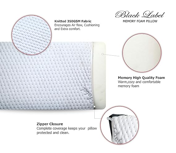 Black Label Orthopedic Memory Foam Pillow for Sleeping