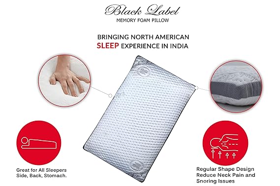 Black Label Orthopedic Memory Foam Pillow for Sleeping
